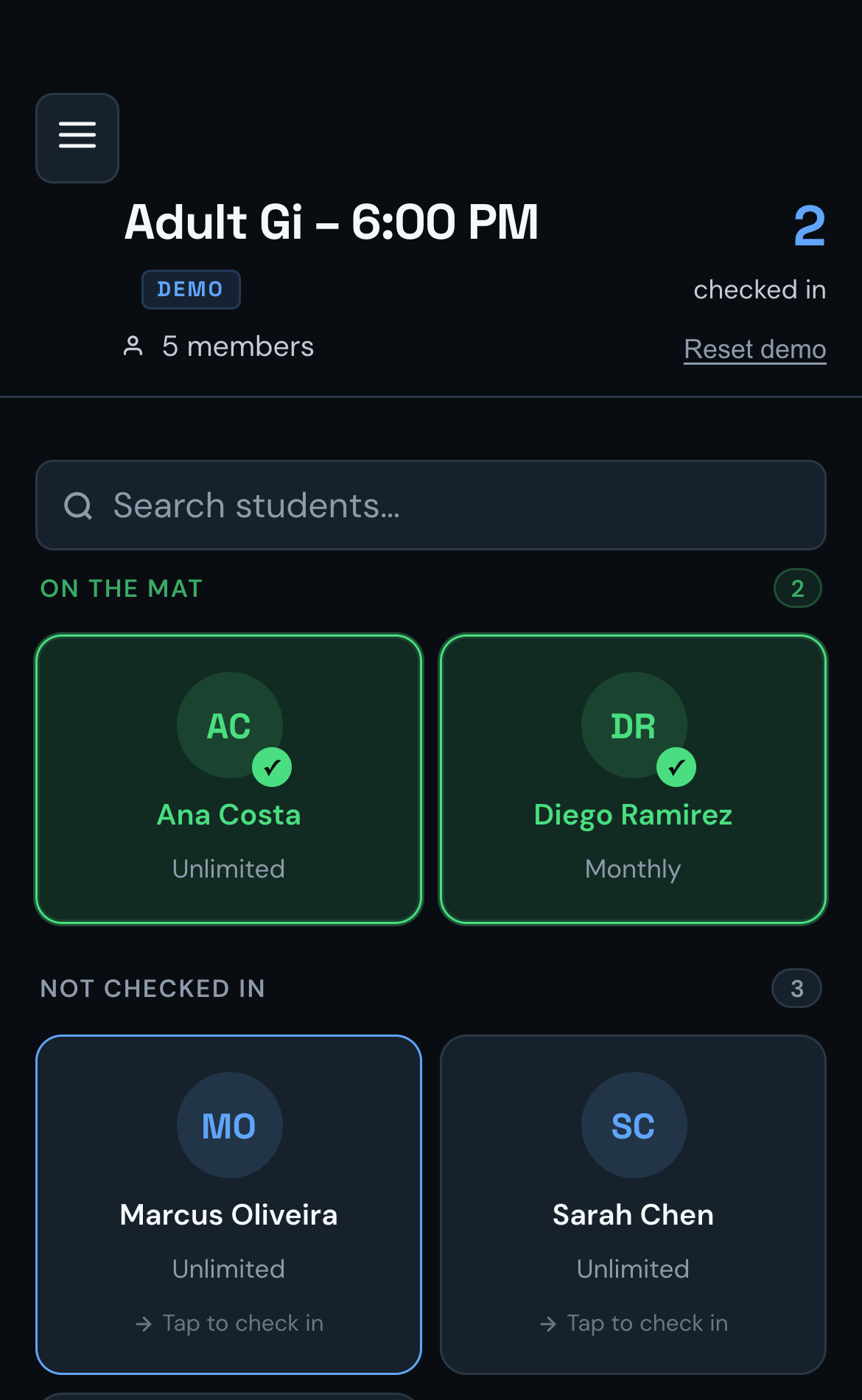 Mobile attendance with checked-in students